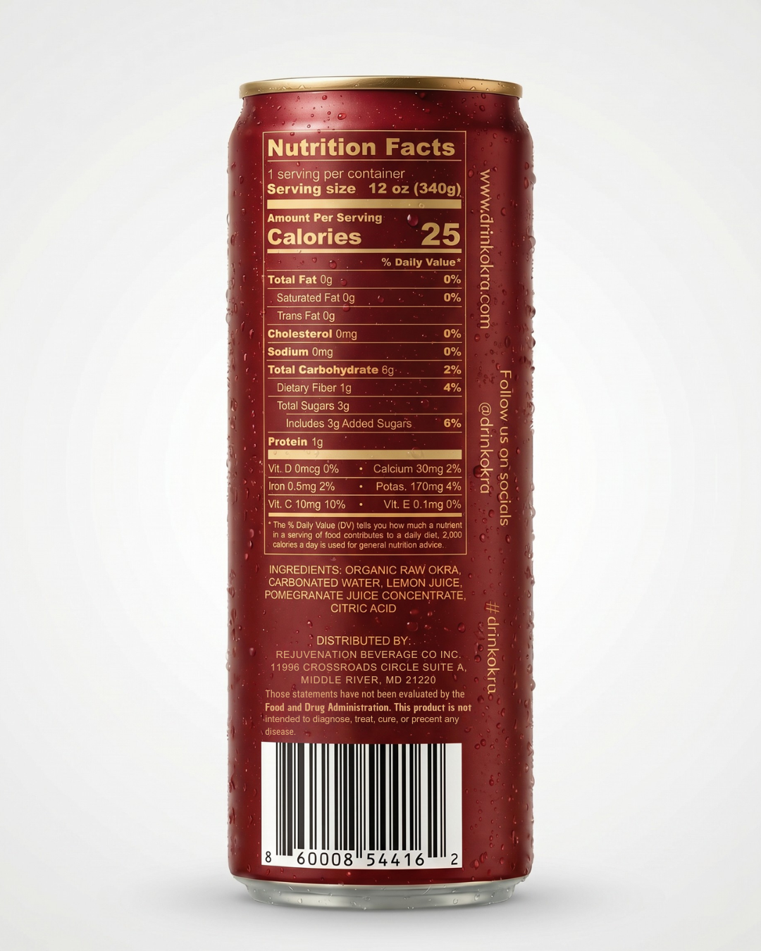PRE- ORDER: O’kra – Sparkling Okra Water (Pomegranate) | Hydration & Skin Health