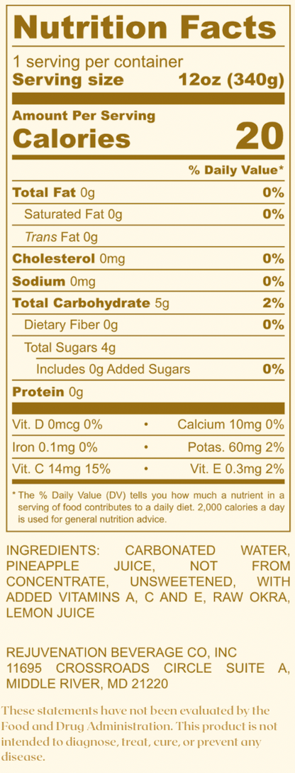 O’kra – Sparkling Okra Water (Pineapple) | Hydration & Skin Health (PRE-ORDER)