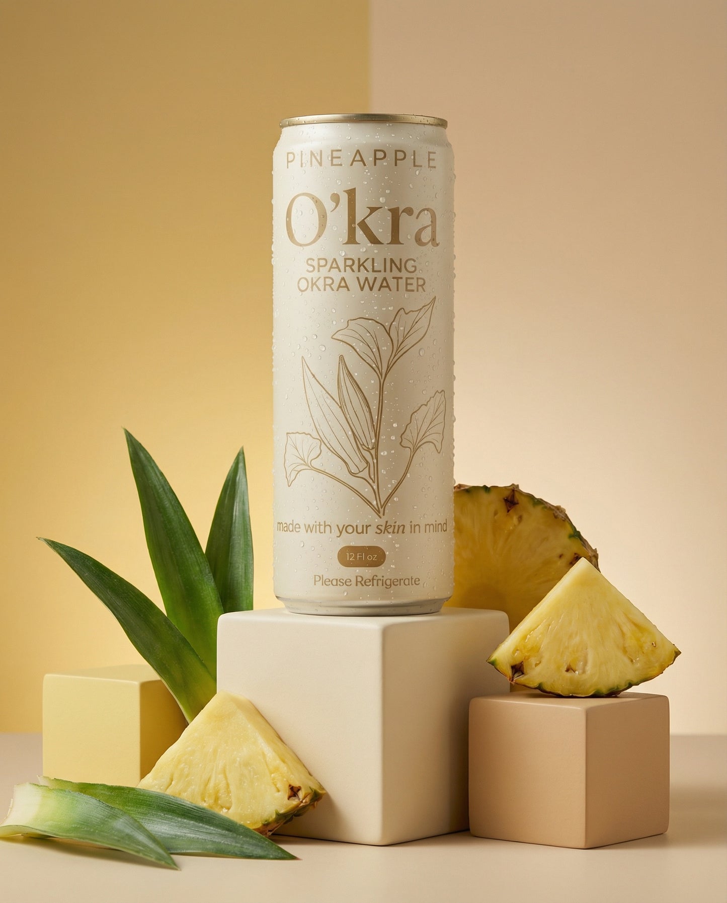 O’kra – Sparkling Okra Water (Pineapple) | Hydration & Skin Health