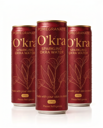 PRE- ORDER: O’kra – Sparkling Okra Water (Pomegranate) | Hydration & Skin Health